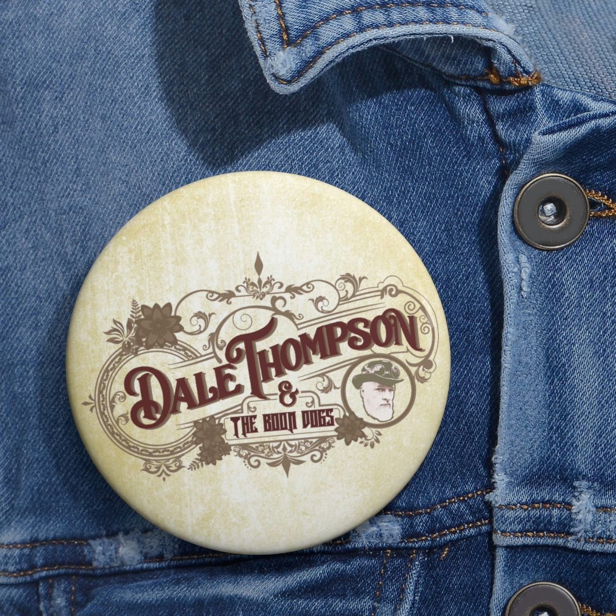 Dale Thompson and the Boon Dogs Logo Pin Buttons