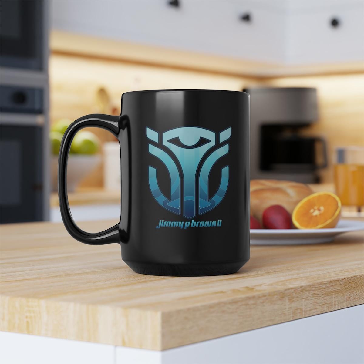 Jimmy P. Brown Logo 15oz Black Mug