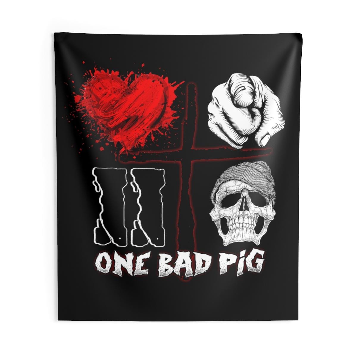 One Bad Pig - Love You To Death V2 Indoor Wall Tapestries