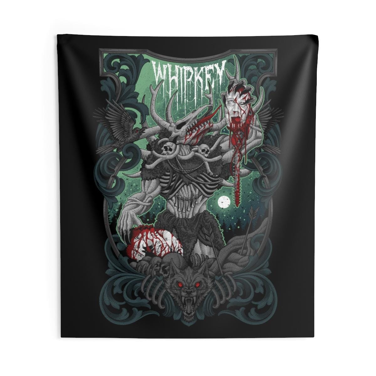 Whipkey - Wendigo (Green) Indoor Wall Tapestries