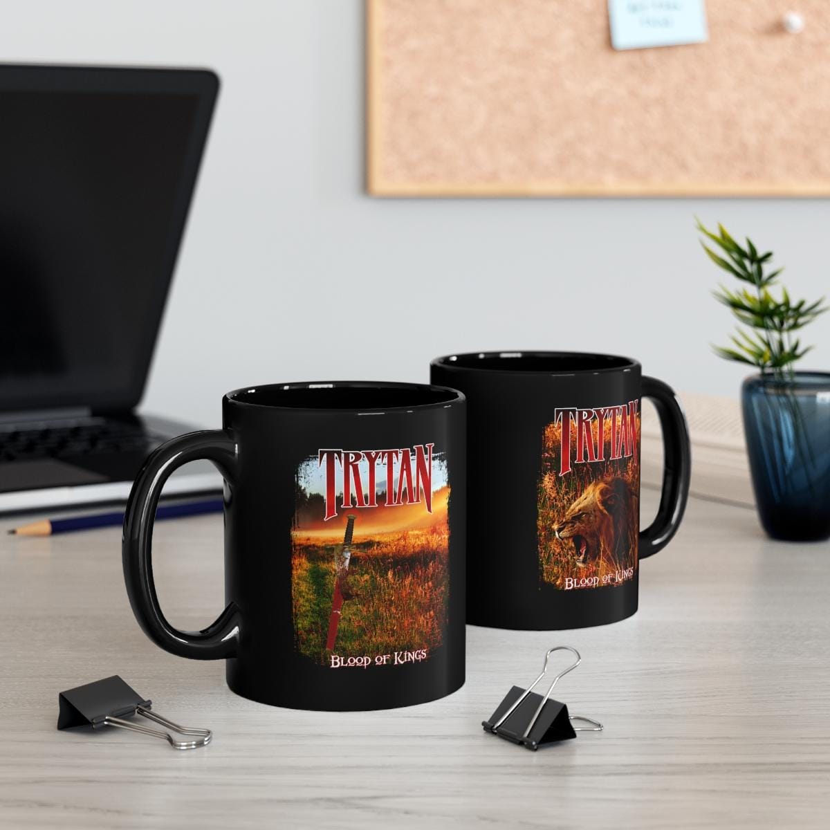 Trytan - Blood of Kings Sword and Lion Black mug 11oz