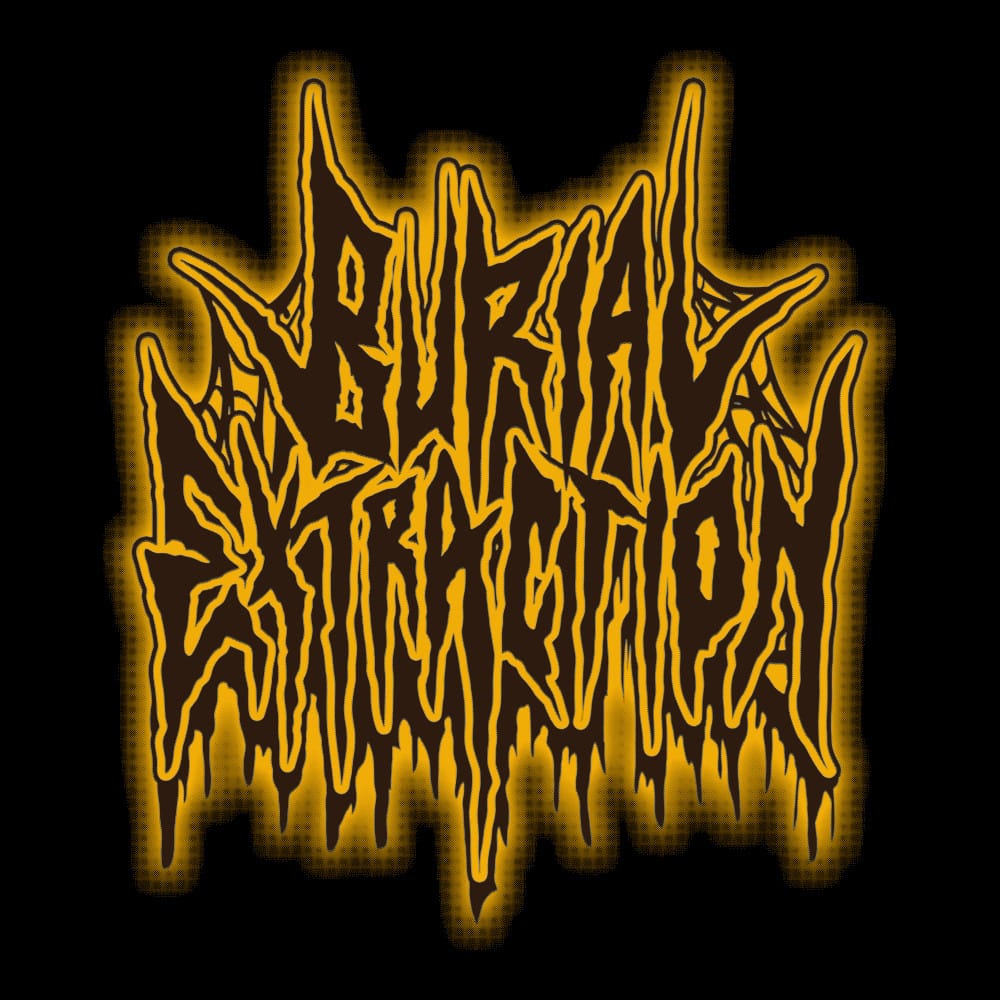 Burial Extraction Yellow Logo - Black Denim Printed Patches (2 sizes)