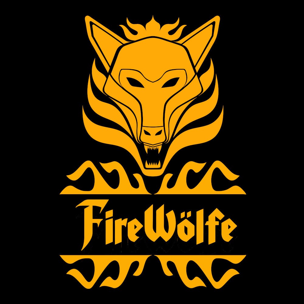 FireWolfe Flame Logo - Black Denim Printed Patches (2 sizes)