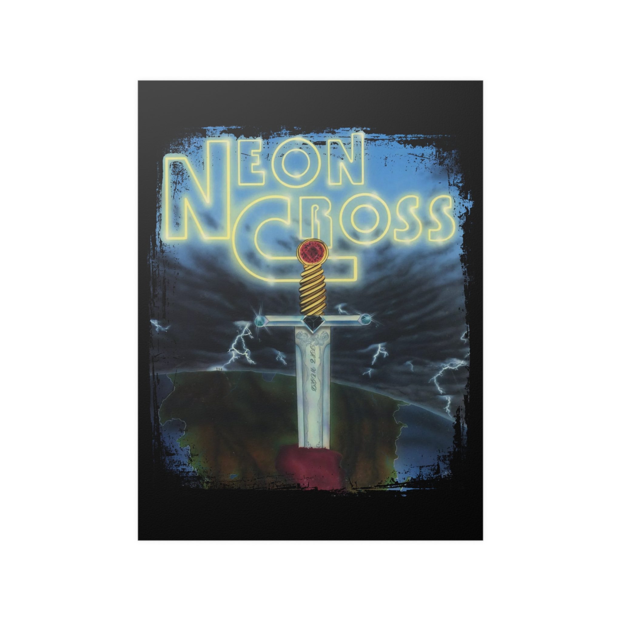 Neon Cross Poster Prints (210gsm)