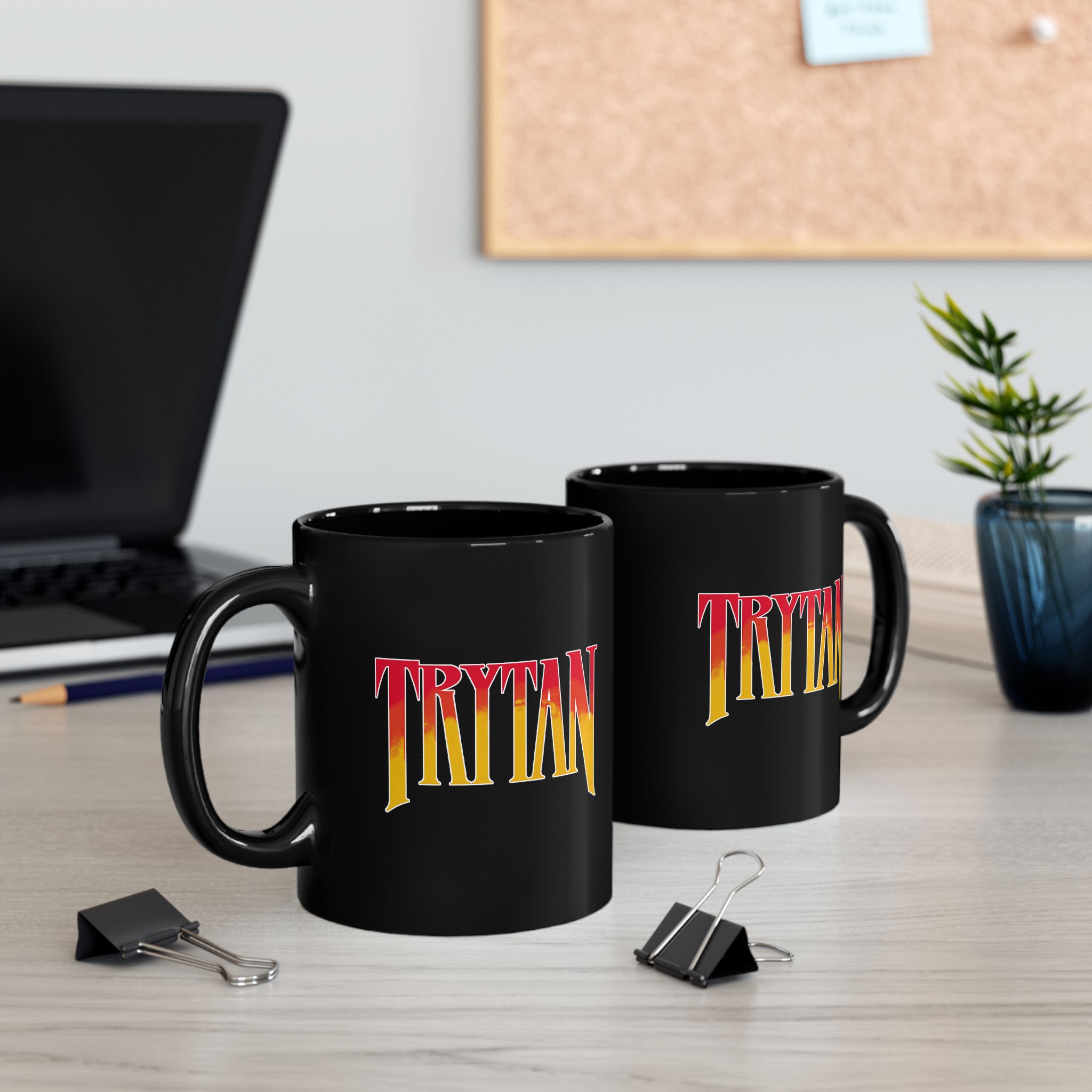 Trytan Logo 11oz Black Mugs