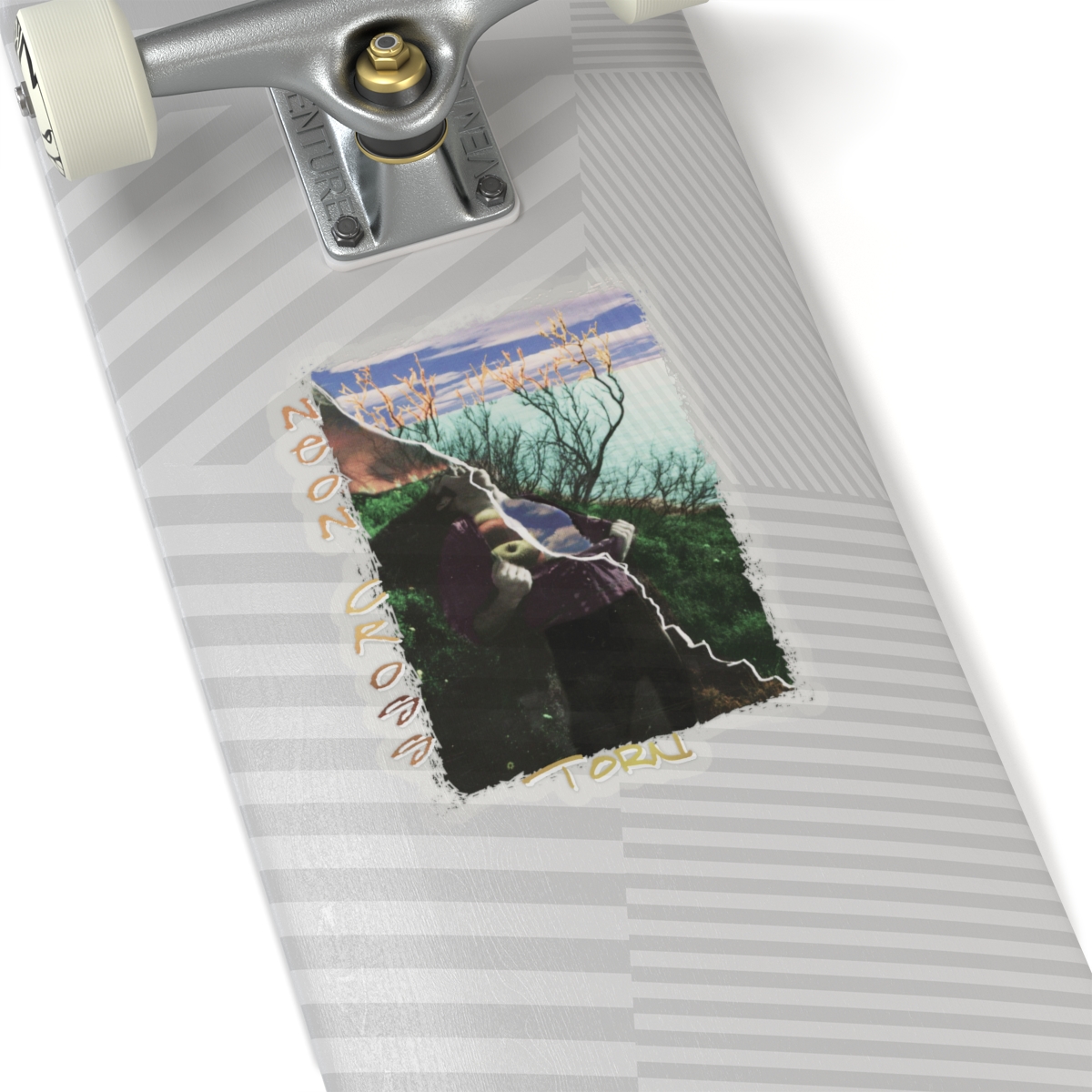 Neon Cross - Torn Die Cut Stickers