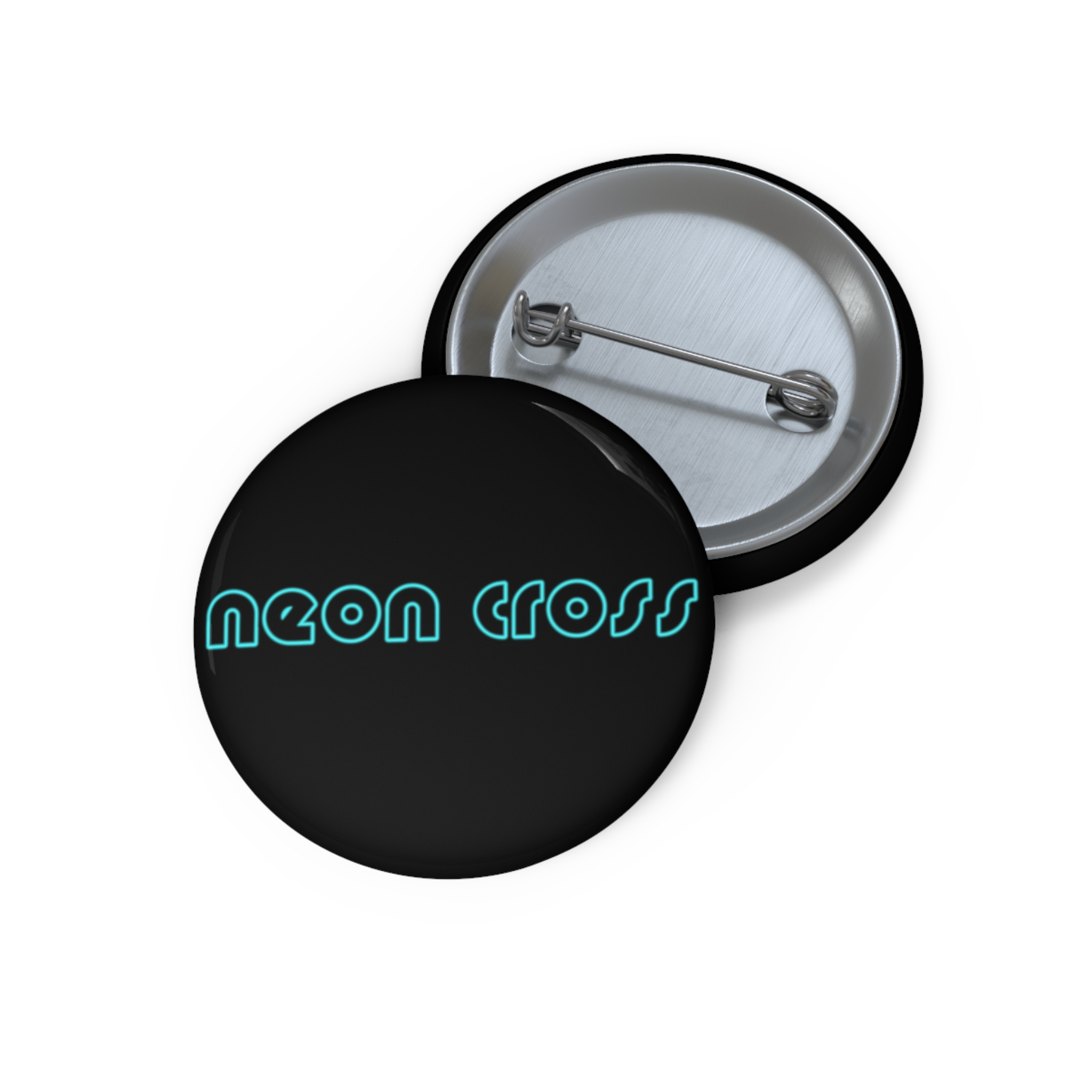 Neon Cross Logo Pin Buttons
