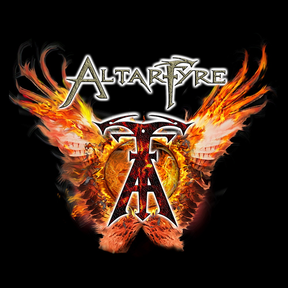 Altarfyre Fire Logo V2 - Black Denim Printed Patches (2 sizes)