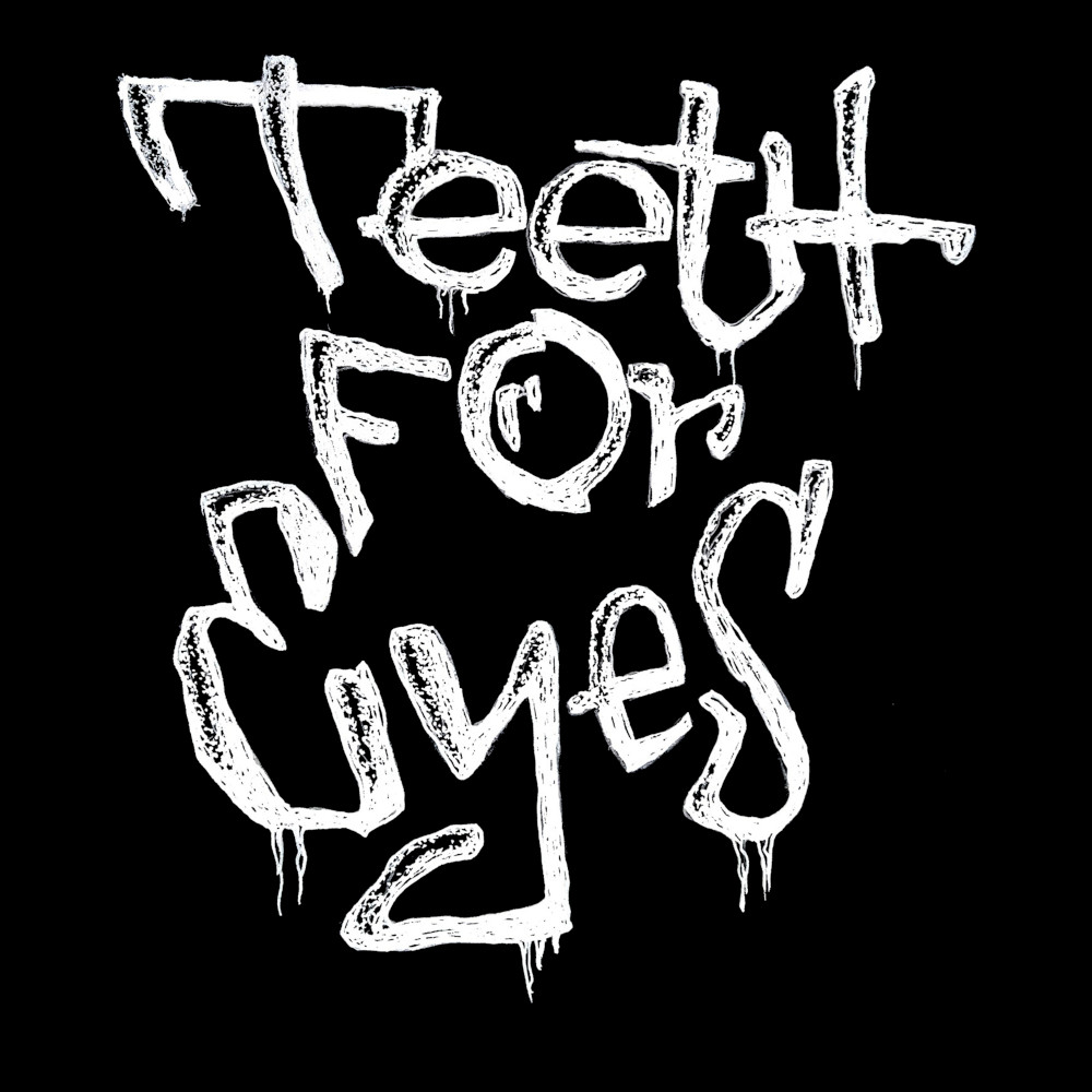 Teeth For Eyes Graffiti Logo - Black Denim Printed Patches (2 sizes)