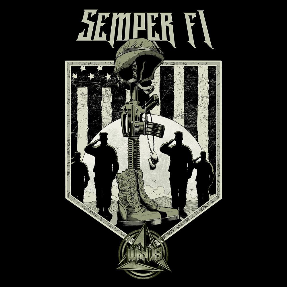 Wanus - Semper Fi II - Black Denim Printed Patches (2 sizes)