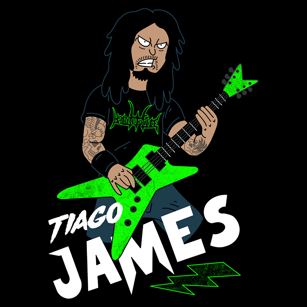 Tiago James Cartoon Character - Black Denim Printed Patches (2 sizes)