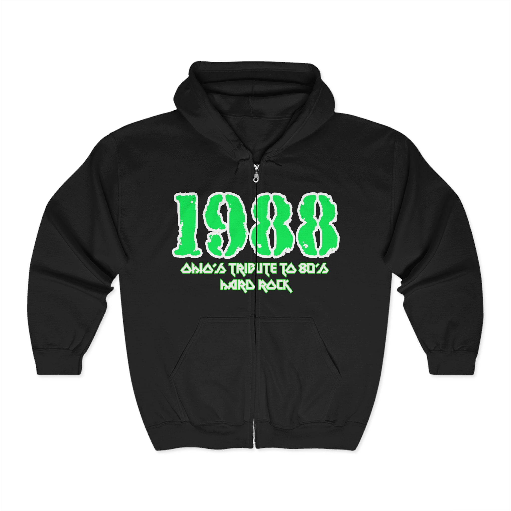 1988 Logo (Green And White) Full Zip Hooded Sweatshirt