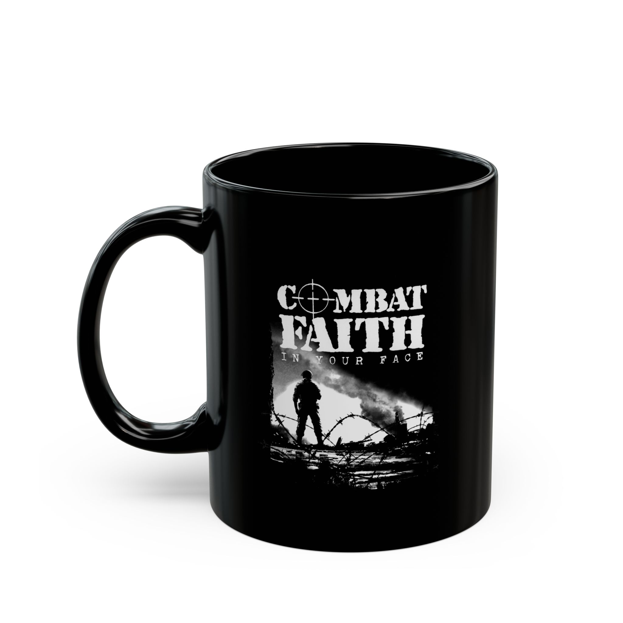 Combat Faith - In Your Face 11oz Black Mugs