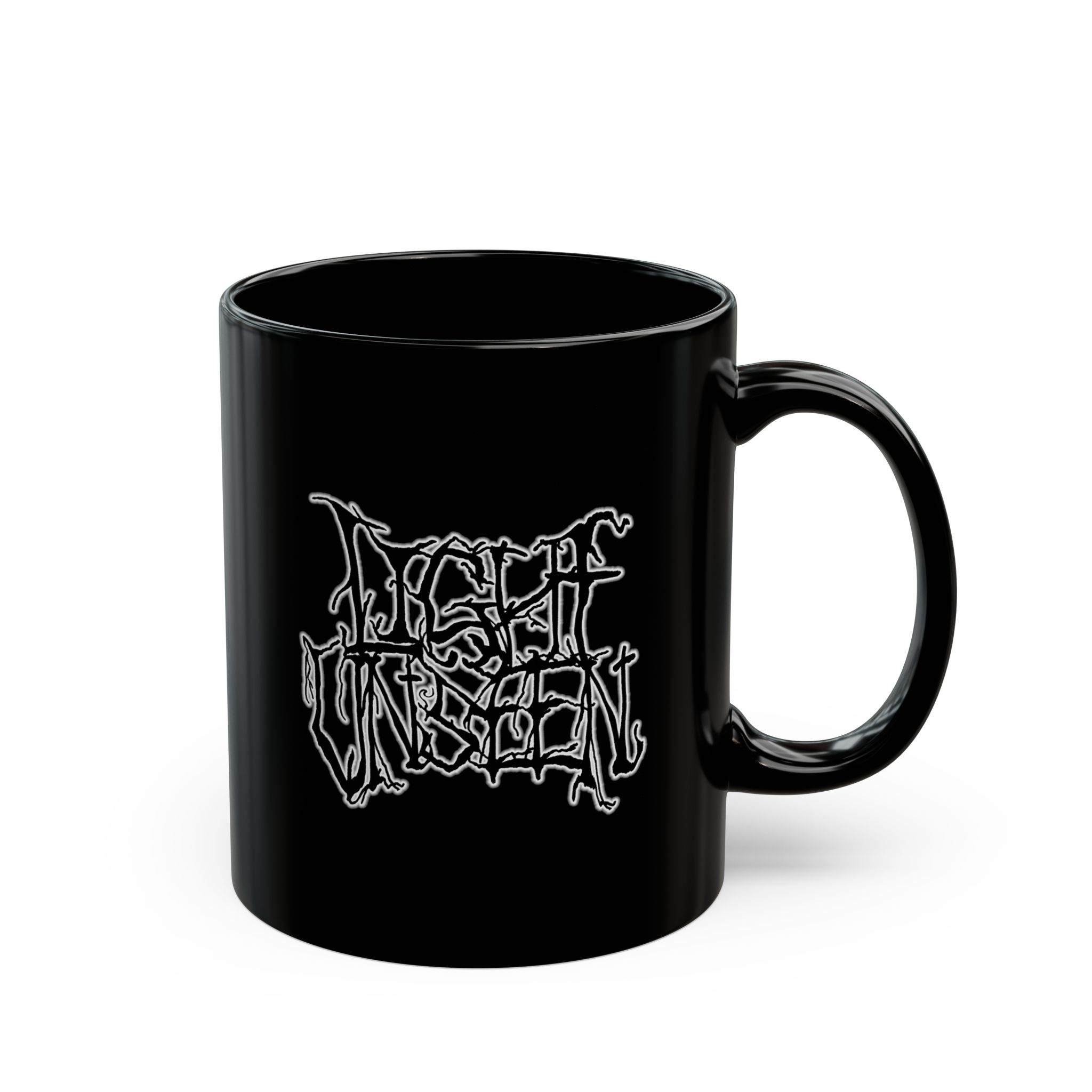Light Unseen Early Logo 11oz Black Mugs - Image 3