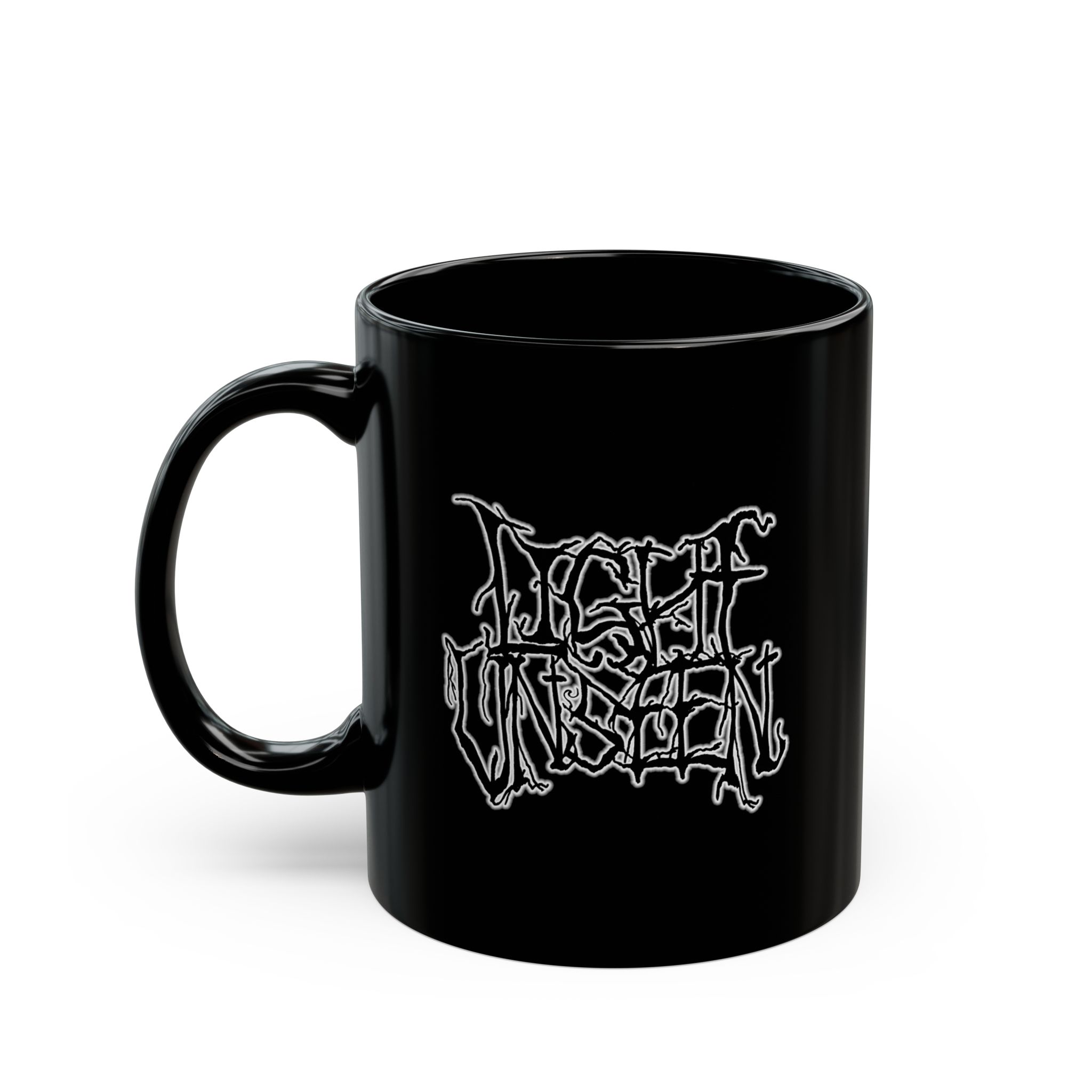 Light Unseen Early Logo 11oz Black Mugs